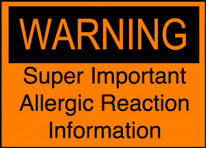 Allergic Reaction Warning