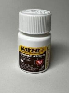 Bottle of Aspirin shown